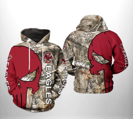 Boston College Eagles Ncaa Camo Veteran Hunting For Unisex 3D All Over Print Hoodie, Zip-Up Hoodie