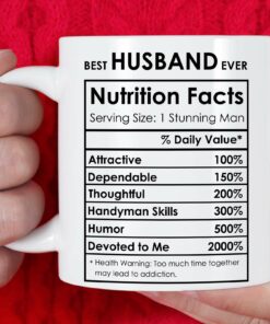 Breezy Valley Best Husband Ever Gifts, Christmas Gift For Husband Coffee Mug, Birthday Gifts From Wife For Husband Nutrition Facts Mug, Anniversary Ideas For Him, Husband Gifts