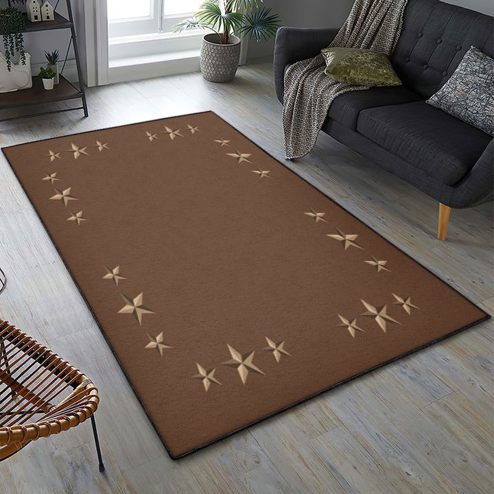 Brown Modern Area Rugs, Rustic Chocolate Brown Western Camel Star Microsuede Rug, Rustic Rug for Living Room