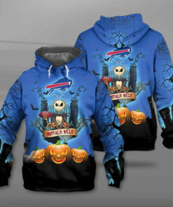 Buffalo Bills Halloween Costume Hoodies Jack Skellington 3D Graphic Gifts for Fans