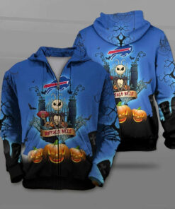 Buffalo Bills Halloween Costume Hoodies Jack Skellington 3D Graphic Gifts for Fans