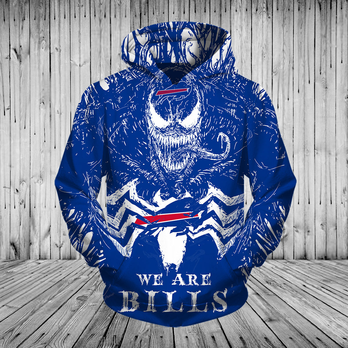 Buffalo Bills Hoodies Mens 3D Venom Pullover Hoodies Gifts for Fans