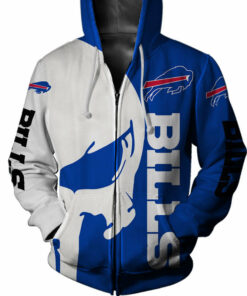 Buffalo Bills Zip Up Hoodie Skull Printed Gifts for Fans
