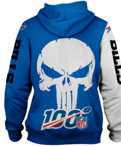Buffalo Bills Zip Up Hoodie Skull Printed Gifts for Fans
