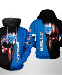 Buffalo Bulls Ncaa Us Flag Skull 3D All Over Print Hoodie, Zip-Up Hoodie