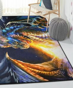Campfire Outdoor Carpet, Dragon Fire Rug, Dragon Area Rug, Dragon Themed Rugs, Gift For Dragon Lovers, Personalized Rug, Carpet For Living Room, Bedding Room Home Decor DG75