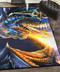 Campfire Outdoor Carpet, Dragon Fire Rug, Dragon Area Rug, Dragon Themed Rugs, Gift For Dragon Lovers, Personalized Rug, Carpet For Living Room, Bedding Room Home Decor DG75