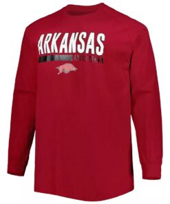Cardinal Arkansas Razorbacks Bigtall Two-Hit Raglan Long Sleeve T-Shirt, Hogs Shirt Gifts For Razorbacks Fans, Arkansas Razorbacks Hoodie