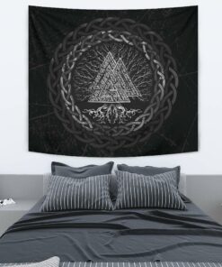 Celtic And Viking Style Tapestry Valknut and Tree of Life Yggrdrasil for Wall Décor