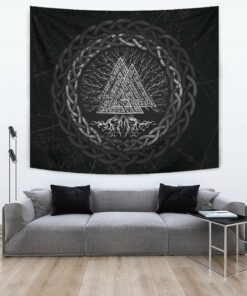 Celtic And Viking Style Tapestry Valknut and Tree of Life Yggrdrasil for Wall Décor