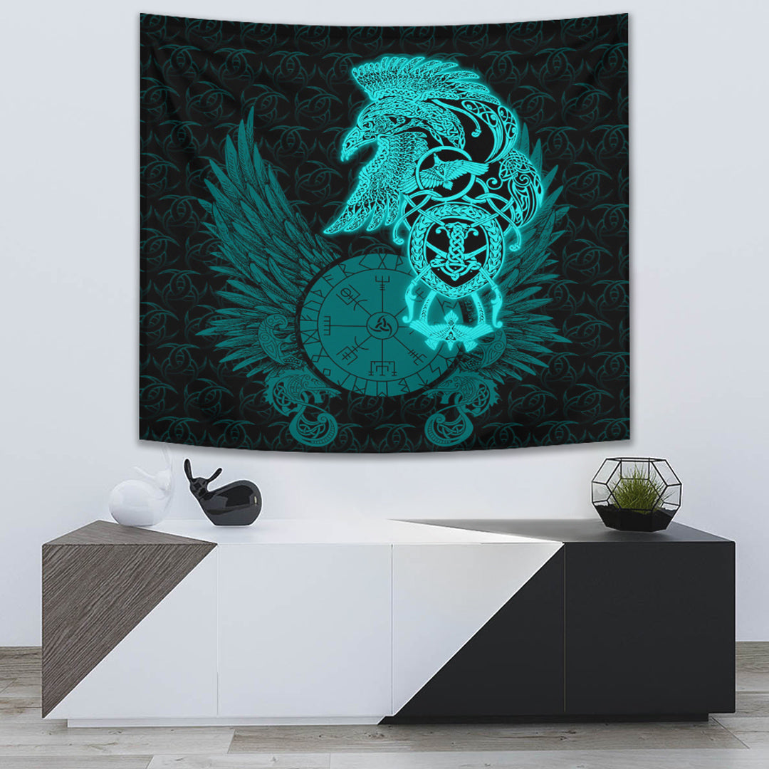 Celtic Raven Turquoise Version Tapestry for Wall Décor