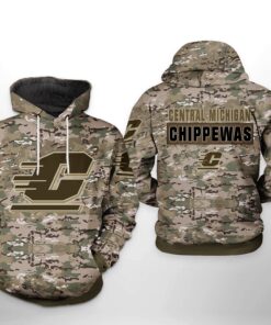 Central Michigan Chippewas Ncaa Camo Veteran 3D All Over Print Hoodie, Zip-Up Hoodie