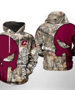 Central Michigan Chippewas Ncaa Camo Veteran Hunting 3D All Over Print Hoodie, Zip-Up Hoodie