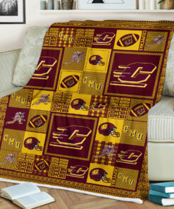 Central Michigan Chippewas Sherpa Fleece Blanket Gifts for NCAA Fans