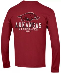 Champion Cardinal Arkansas Razorbacks Team Stack Long Sleeve T-Shirt, Hogs Shirt Gifts For Razorbacks Fans, Arkansas Razorbacks Hoodie