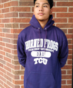 Champion TCU Horned Frogs Mens Dad Pill Long Sleeve Hoodie, TCU Shirts Gifts For NCAA Fans