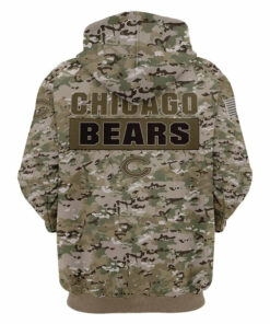 Chicago Bears Camo Hoodie 3D Printed Pullover Zip Up Hoodies Gifts for Fans