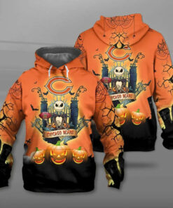 Chicago Bears Halloween Costume Hoodies Jack Skellington 3D Graphic Gifts for Fans