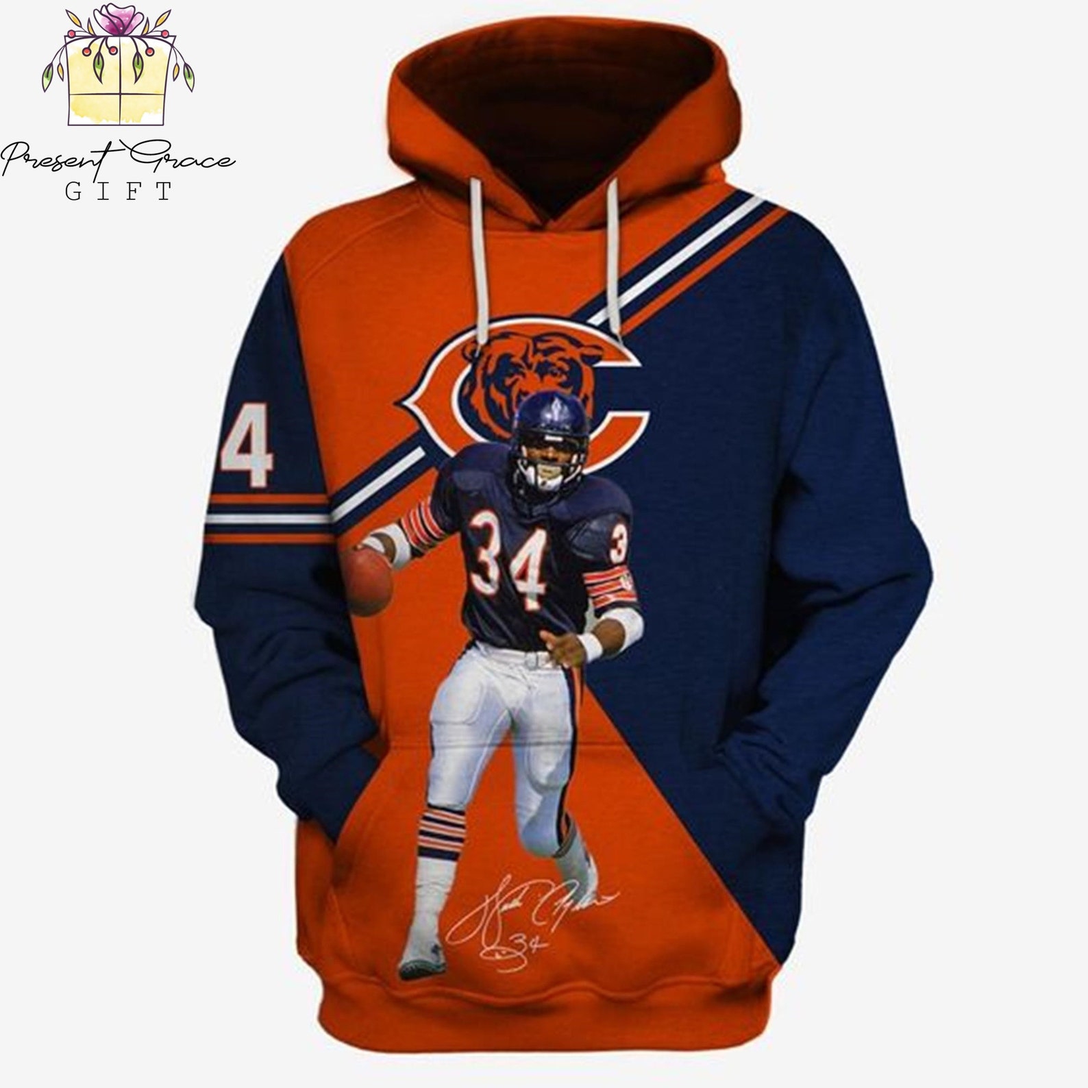 Chicago Bears Walter Payton Ncaa Football 3D All Over Print Hoodie, Zip-Up Hoodie