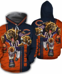 Chicago Bears Zip Up Hoodies Mascot 3D Ultra Cool Gifts for Fans