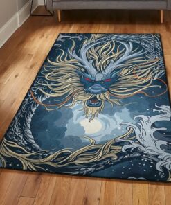 Chinese Kitchen Rugs, A Chinese Dragon Rug, Dragon Area Rug, Dragon Themed Rugs, Gift For Dragon Lovers, Personalized Rug, Carpet For Living Room, Bedding Room Home Decor DG159