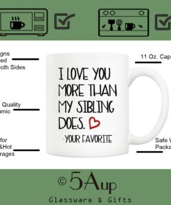 Christmas Gifts Funny Mom And Dad Coffee Mug From Daughter Son, I Love You More Than My Sibling Does Your Favorite Mothers And Fathers Day Cups 11 Oz Birthday Gifts For Father Mother