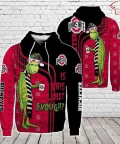 Christmas Grinch Ohio State Buckeyes Is This Jolly 3D All Over Print Zip Hoodie Gifts For Ncaa Fans