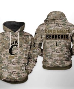 Cincinnati Bearcats Ncaa Camo Veteran 3D All Over Print Hoodie, Zip-Up Hoodie