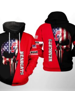 Cincinnati Bearcats Ncaa Us Flag Skull 3D All Over Print Hoodie, Zip-Up Hoodie