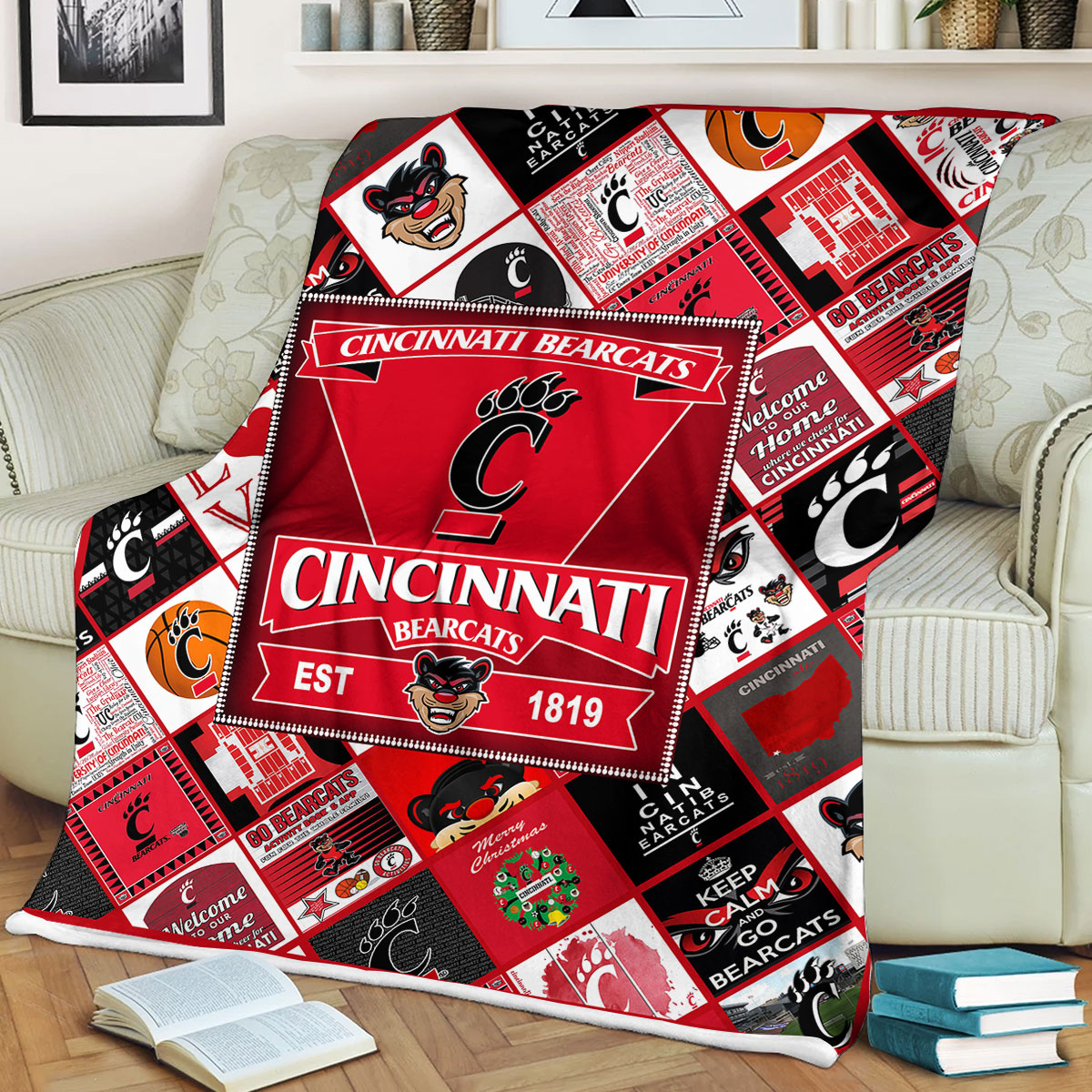 Cincinnati Bearcats Sherpa Fleece Blanket Gifts for NCAA Fans