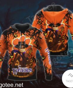 Clemson Tigers Jack Skellington Halloween 3D All Over Print Zip Hoodie Gifts For Ncaa Fans