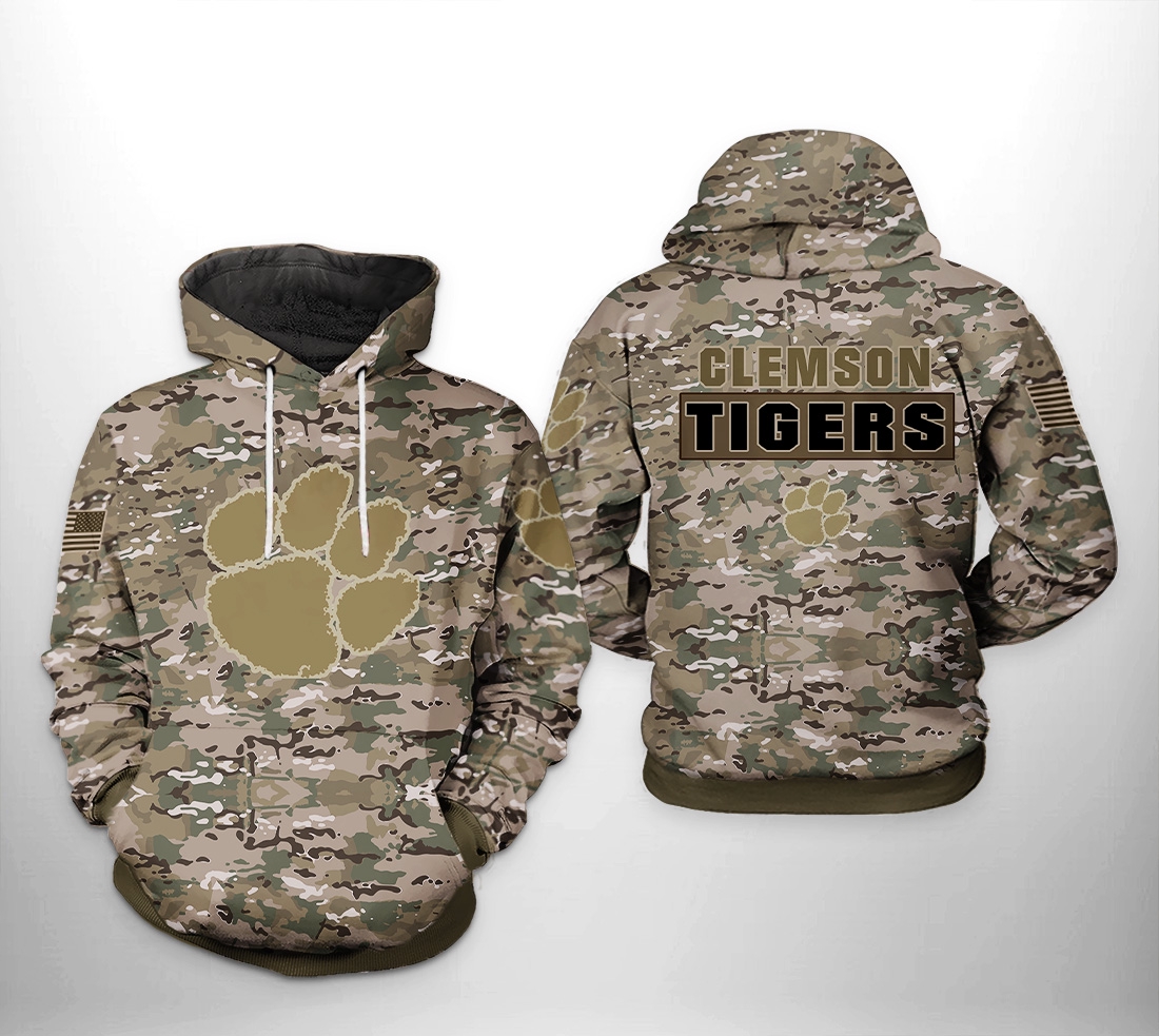 Clemson Tigers Ncaa Camo Veteran 3D All Over Print Hoodie, Zip-Up Hoodie