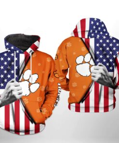 Clemson Tigers Ncaa Us Flag 3D All Over Print Hoodie, Zip-Up Hoodie