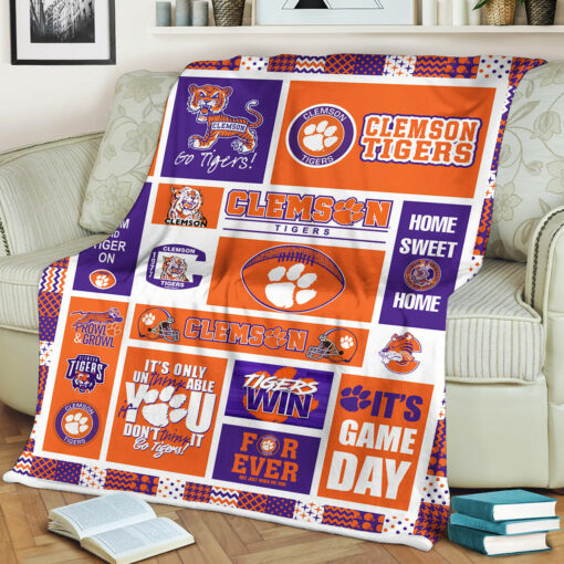 Clemson Tigers Sherpa Fleece Blanket Gifts for NCAA Fans