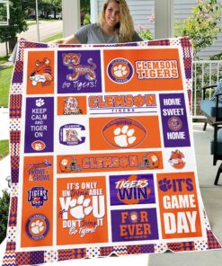 Clemson Tigers Sherpa Fleece Blanket Gifts for NCAA Fans