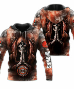 Cleveland Browns Skull Hoodies Blackground Smoke Gifts for Fans