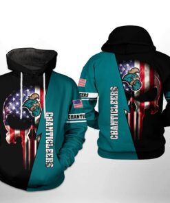 Coastal Carolina Chanticleers Ncaa Us Flag Skull 3D All Over Print Hoodie, Zip-Up Hoodie