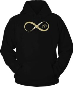 Colorado Buffaloes Infinity Love University Logo Heart Pattern Gift T-Shirt, CU Buffs Sweatshirt, Shirt, Hoodie Gifts for NCAA Fans