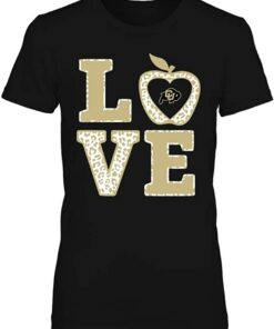 Colorado Buffaloes T-Shirt - Teacher - Stacked Love Leopard Apple, CU Buffs Sweatshirt, Shirt, Hoodie Gifts for NCAA Fans