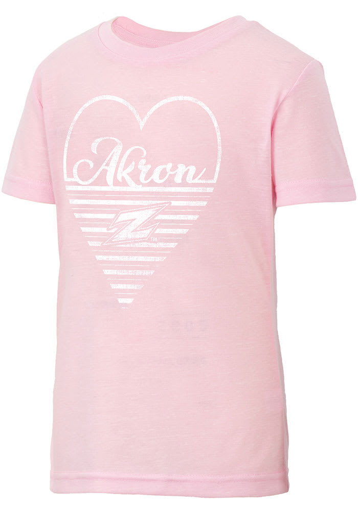 Colosseum Akron Zips GirLong Sleeve Pink Knobby Heart Short Sleeve
