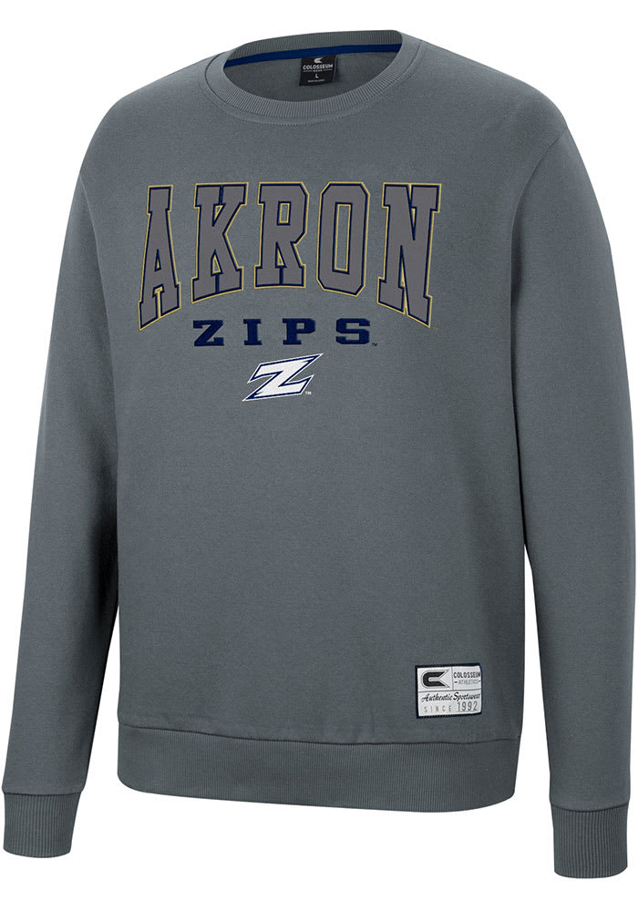 Colosseum Akron Zips Mens Scholarship Fleece Long Sleeve Crew Sweatshirt