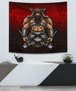 Come To Valhalla We Have Beer Funny Nordic Viking Tapestry for Wall Décor