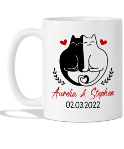 Custom Cat Couple Mug, Personalized Couple Mug, Couple Coffee Mug, Mr And Mrs Mug, Wife And Husband Gifts, Couple Ceramic Mug Gifts For Engagement, Couple Gifts, White Tea Cup