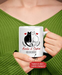 Custom Cat Couple Mug, Personalized Couple Mug, Couple Coffee Mug, Mr And Mrs Mug, Wife And Husband Gifts, Couple Ceramic Mug Gifts For Engagement, Couple Gifts, White Tea Cup