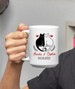 Custom Cat Couple Mug, Personalized Couple Mug, Couple Coffee Mug, Mr And Mrs Mug, Wife And Husband Gifts, Couple Ceramic Mug Gifts For Engagement, Couple Gifts, White Tea Cup