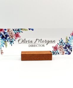 Customization Floral Acrylic Name Plate On Desk Office Name Plates For Secretary Nurses Teacher Friend Women Boss