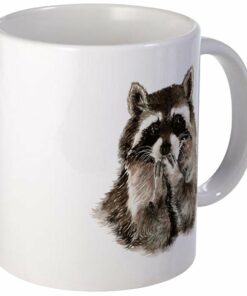 Cute Humorous Watercolor Raccoon Blowing A Kiss Mu Ceramic Coffee Mug, Tea Cup