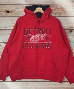 DISTRESS Vintage Style NHL Detroit Red Wings Pullover Hoodie Printed Spell Out Big Logo NHL Detroit Red Wings Sweater Pullover