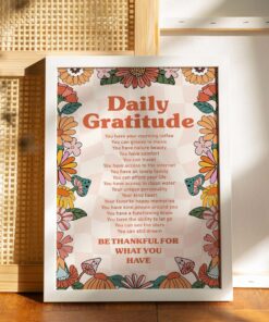 Daily Gratitude Be Thankfull For What You Have Motivational Quote Aesthetic Vintage 70s Poster Wall Art Prints