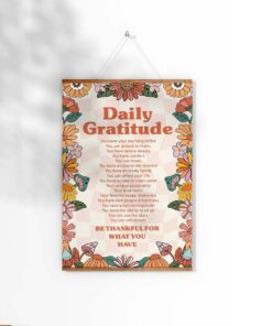 Daily Gratitude Be Thankfull For What You Have Motivational Quote Aesthetic Vintage 70s Poster Wall Art Prints